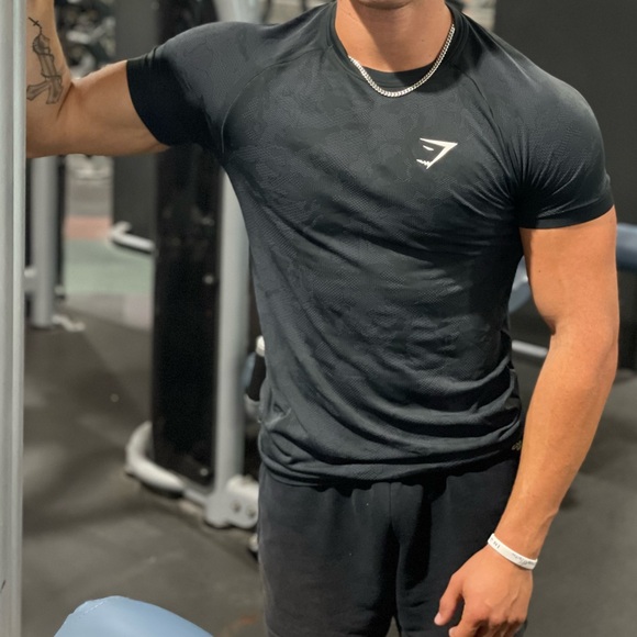 GYMSHARK MEN CAMO BLACK WORKOUT GYM BODYBUILDING BODYBUILDER T SHIRT ATHLETE GUY - Picture 7 of 16